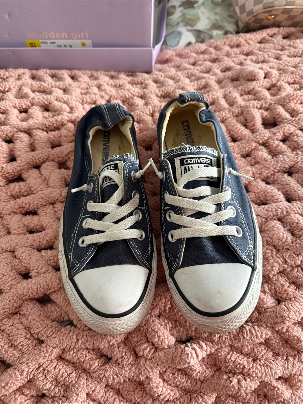 Converse Kids Navy and White Low-Top Canvas Sneakers